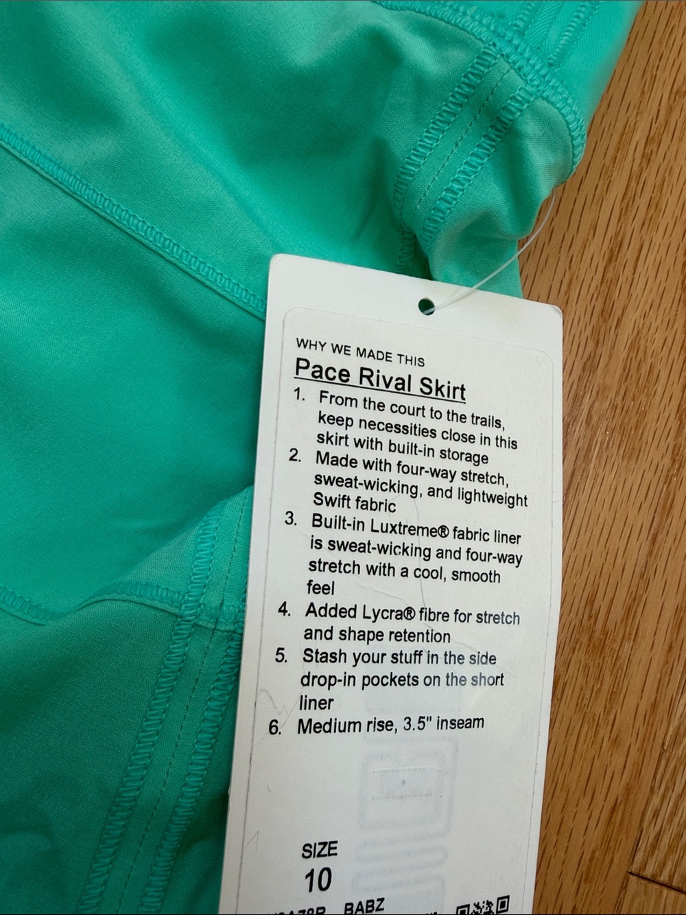 NWT! Lululemon athletica Sz 10, pace rival athletic skirt. - Picture 8 of 9